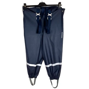 DIDRIKSONS Boys Rain Trousers Size 110, 4-5 Years Polyurethane Blue Suspenders - Picture 1 of 7