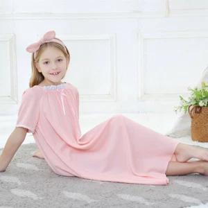 Bambine Cotone Camicia da Notte Pizzo Pigiama Biancheria Manica Corta Morbido - Foto 1 di 9
