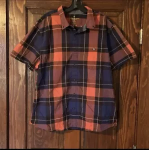 American Eagle Outfitters Shirt Red Blue Plaid Short Sleeve Button Up Sz XXL - Picture 1 of 7