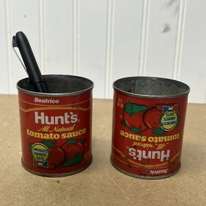 Vintage Metall Hunt's Tomatensauce Blechdose 8 Unzen Menge 2 Stifthalter Display - Bild 1 von 11