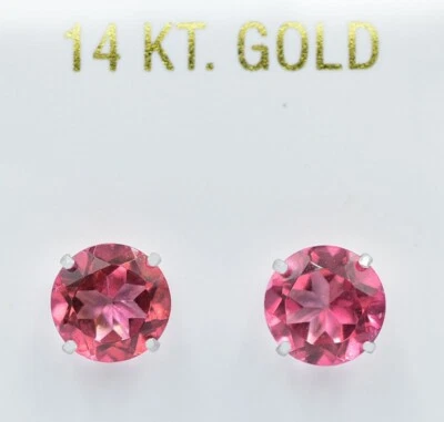 GENUINE 8.66 Cts PINK SAPPHIRE STUD  EARRINGS 14k WHITE GOLD  - Free Appraisal - Image 1 of 4