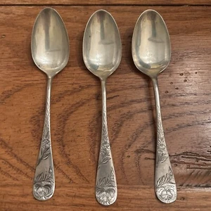 Antiguo juego de 3 cucharas Wallace RW&S grabadas en plata de ley rosa - Imagen 1 de 7
