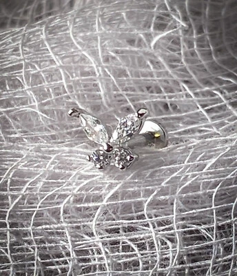 1 pieza CZ gema mariposa 16 g Labret acero roscado interno tragus hélice Foto 1 de 4