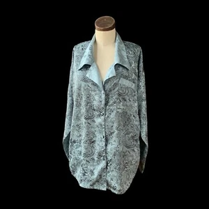 Vintage VICTORIAS SECRET Green Floral Satin Nightgown Shirt Gold Label MEDIUM - Picture 1 of 10