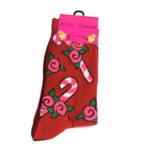Betsey Johnson Holiday Crew Socks Candy Canes Stripes 3 Pairs Size 5-10 - Picture 1 of 4