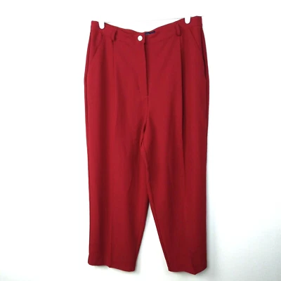 Karen Scott Pants Size 16 Red Cropped Pleated 34x25 Womens - Image 1 of 4