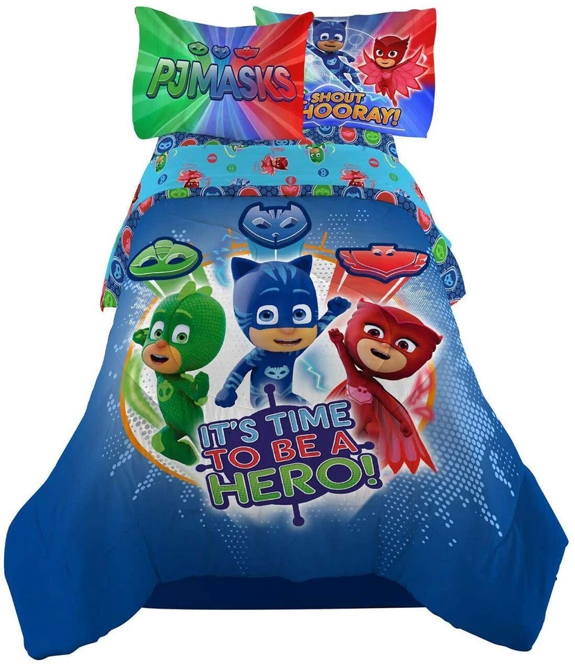 PJ Masks It's Hero Time Kids Bedding Sheet Twin Sheet Set with Comforter 4 Piece - Image 1 of 1