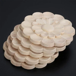 10pc Unpainted Wood Rosettes Carved Onlays Appliques Fancy for Door Wall Mirror - Picture 1 of 5