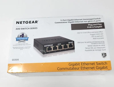 NETGEAR 5-Port Gigabit Ethernet Unmanaged Switch GS305 Home Network Hub Splitter - Image 1 of 4
