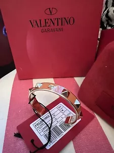 Valentino Garavani Rockstud Orange Cuff Bracelet With Gold-tone HardwareRRP$1195 - Picture 1 of 13