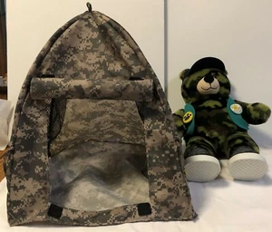 Build a Bear Scout & Tent, Stuffed bear in hat, vest shoes & camouflage camp set - Picture 1 of 12