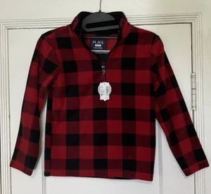 The Children’s Place Buffalo Plaid Fleece Half Zip Pullover Small Size 5/6 NWT - Picture 1 of 6