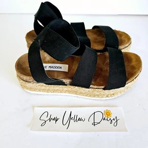 Steve Madden Womens Black Espadrille Platform Ankle Strap Sandals Sz 6 - Sh455.2 - Picture 1 of 8