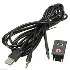 3.5mm Car Boat Audio USB AUX Adapter Dash Flush Mount Panel With 1.5M Cable