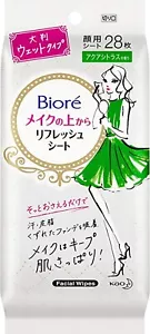 KAO Biore Refresh sheet over makeup 28 sheets aqua citrus facial wipes - Picture 1 of 7