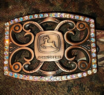 JOHN DEERE Fivela de Strass com Cinto Camuflado de Lona de Couro Strass ~ Feminino M 30/34 - Imagem 1 de 4