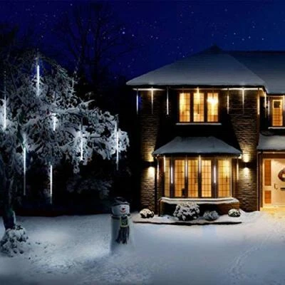 Christmas 70cm LED White Snowing Icicle Shower Lights 5 Strips Indoor & Outdoor - Image 1 of 4