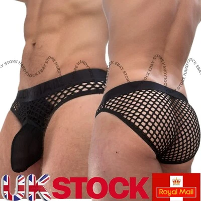 Jockmail Mens Sexy Net Underwear Briefs with Semi Transparent Mesh Bulge Pouch
