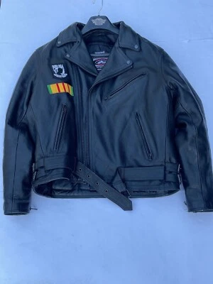 Мужская мотоциклетная куртка RIver Road из натуральной кожи нашивки на заказ «Без клюшки» - Изображение 1 из 4