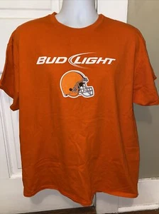 CLEVELAND BROWNS BUD LIGHT T Shirt Mash Up Men’s XL/TG VINTAGE NFL Orange Helmet - Picture 1 of 3