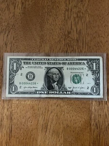 $1 Dollar Bill Star Note Low Serial Number B00044226* 2021 - Picture 1 of 4