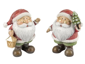 2x Dekofigur Weihnachtsmann mit Brille | Santa Nikolaus Weihnachtsfigur | 12 cm - Bild 1 von 5