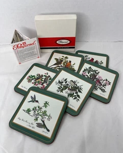 Juego de Posavasos Pimpinela Jardín Pájaros Corcho Acrílico por el Artista Richard G. Lowe - Imagen 1 de 9