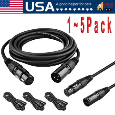 XLR Male to Female Microphone Cable Balanced 3 Pin Mic Connector Extension Cord - Image 1 of 4