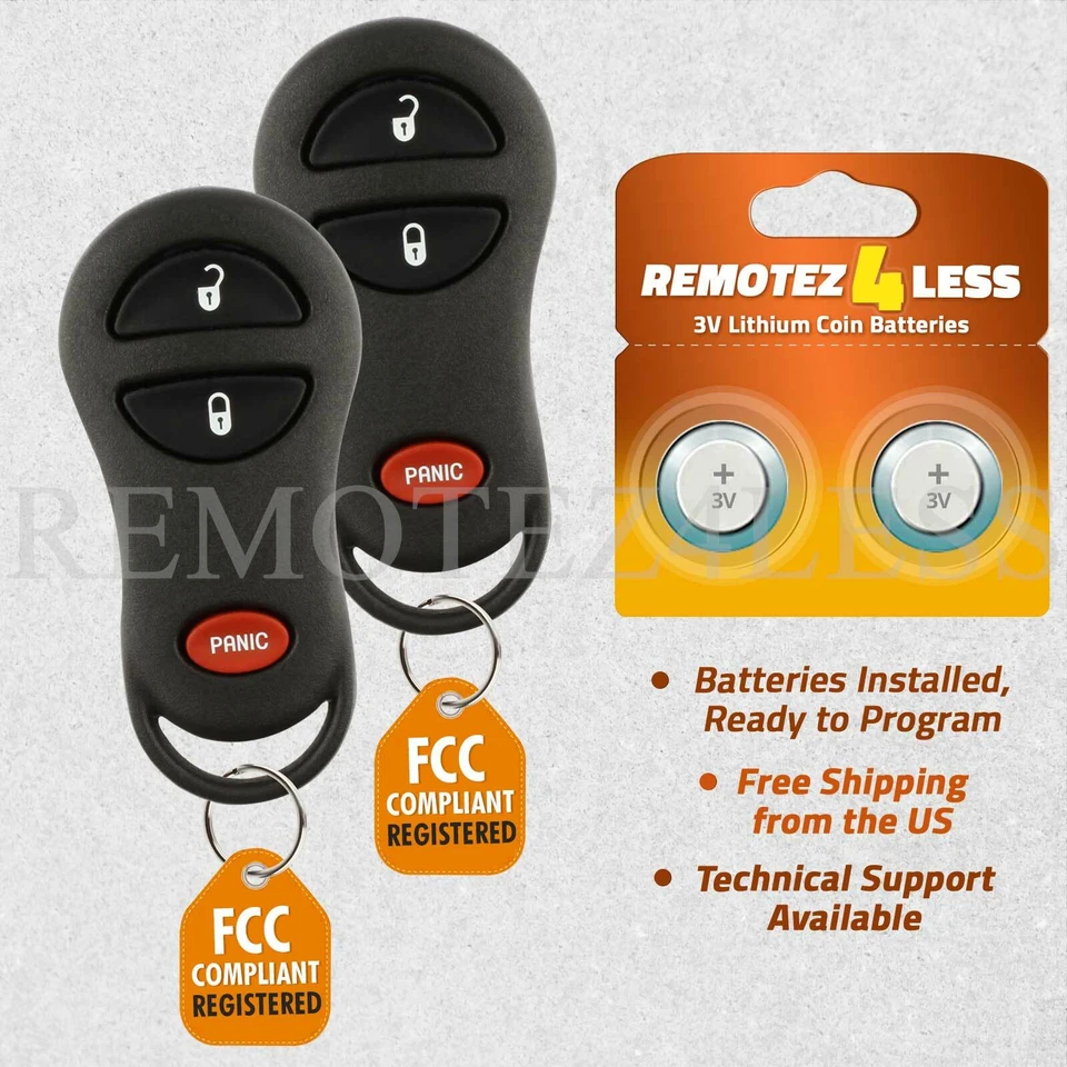2 For 1999 2000 Dodge Durango Keyless Entry Remote Car Key Fob Foto 1 de 4