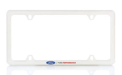 Ford Performance UV Printed White Plastic Thin Rim License Plate Frame Holder - Image 1 of 4