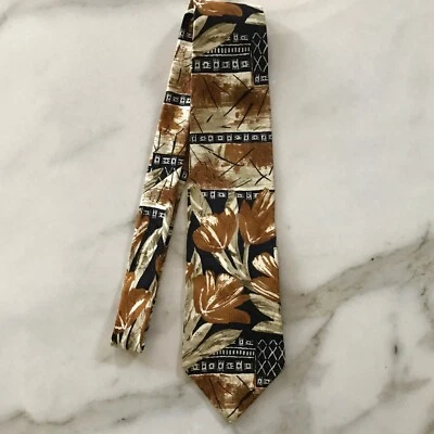 Bugatti Tie Mens Black & Tan 100% Italian Silk 🇺🇸 Foto 1 de 4