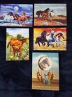 Lot 5 different New Blank Birthday Folded Greeting Card Horse Horses w. envelope