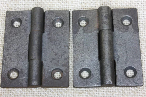 2 Old Door Hinges Butt 1 7/8 X 2 1/4” Store Stock Vintage Cast Iron 3 Knuckle Cover