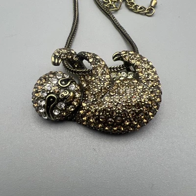 Винтажный кристалл с заклепками ленивец подвеска и цепочка - Изображение 1 из 4