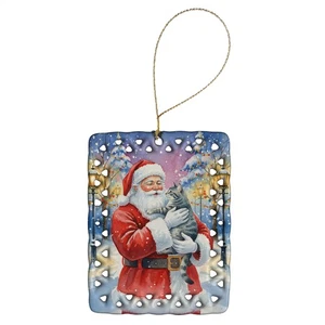 Caroline's Treasures Gray Mackerel Tabby Cat Santa Porcelain Ornament FNT1122CO2 - Picture 1 of 3