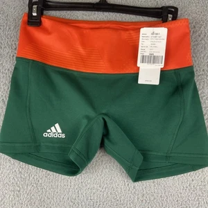 Women's Adidas Volleyball Shorts Green Orange 4" Medium MIAMI Hurricanes NWT - Picture 1 of 9