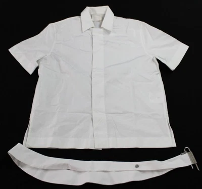 Camisa masculina Givenchy manga curta U-Lock com botões TM8 branca tamanho 38/EUA:15,5 - Imagem 1 de 4