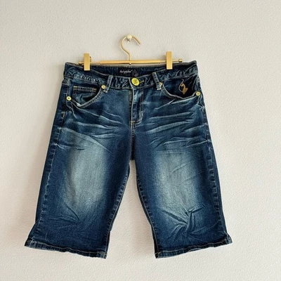 Baby Phat Y2K Denim Bermuda Shorts | Size 11 | Gold Details, Authentic Vintage - Image 1 of 4