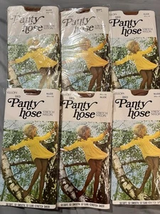 YELLOW BIRD Vintage 60/70’s Nude Pantyhose Size 9.5 -10 STRETCH Nylon 6 pairs - Picture 1 of 4