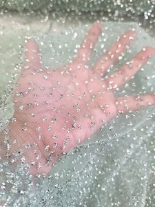 Vestido de quinceañera SAGE Lujo Estrás Encaje Brillo Tela Vendido por Yarda Baile de graduación  - Imagen 1 de 14