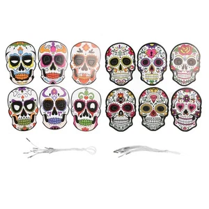 12pcs Day Of The Dead Mask With Elastic Band Attractive Halloween Mask For FI - Picture 1 of 23