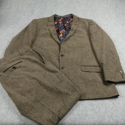 Paisley & Gray Suit Mens 48R W42/24L Brown Wool Blend Slim Fit Blazer Pants Set - Image 1 of 4