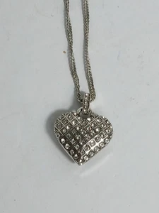 Collana con ciondolo cuore gonfio reversibile Brighton cristallo argento 18" regolabile - Foto 1 di 7