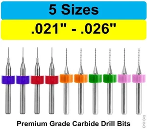 Micro Drill Bit Set - #75 #74 #73 #72 #71 Two Pieces Each 1/8" Shanks Carbide - Picture 1 of 4