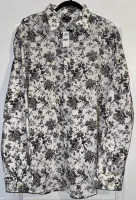 Express Floral Black And White Mens Size XL Button Up Shirt NWT - Image 1 of 4