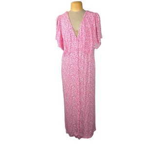 Old Navy Womens 3X Maxi Dress Pink Ditsy Floral Feminine Garden Party Vacation - Picture 1 of 11