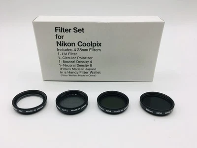 Boxed Nikon 28mm 4 Filter Set for Coolpix 4500/5000: UV ND4 ND8 Polarizer (5363) - Image 1 of 2