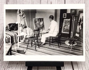 Jacques Henri Lartigue And Dani Painting In Studio Workshop Photo Postcard - Picture 1 of 4