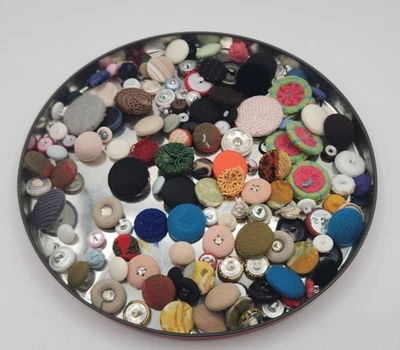 Fabric Covered Buttons Mixed Lot Craft - Image 1 of 4
