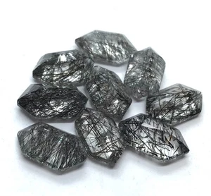 Black Rutile Long Hexagon Cut AAA Natural Loose Gemstone For Making All Jewelry - Picture 1 of 11